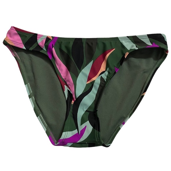 Hula Honey Olive Green Jungle Tropical Print Hipster Bikini Bottom Juniors Small - Picture 2 of 15